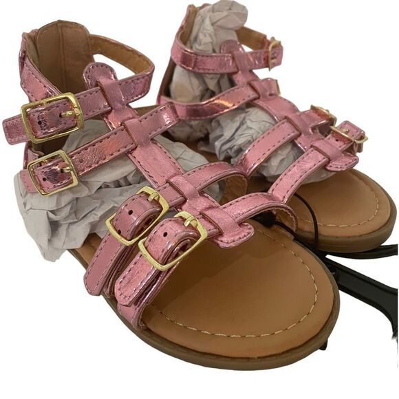 118- GIRLS GLADIATOR SANDALS IN SPARKLING PINK BY NICOLE MILLER sz 7 - Picture 1 of 9